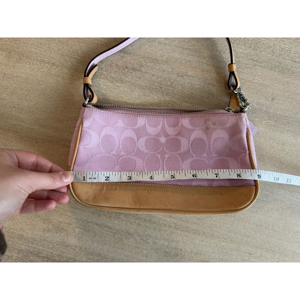 Coach Y2K Vintage 6094 Baby Pink Signature Demi Shoulder Bag Pouchette Leather